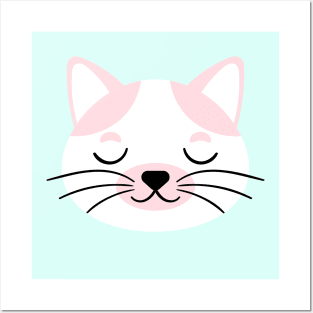 Nursery decor Cute cat face for newborns Posters and Art